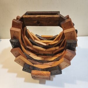 Vintage Wood Block Basket decor